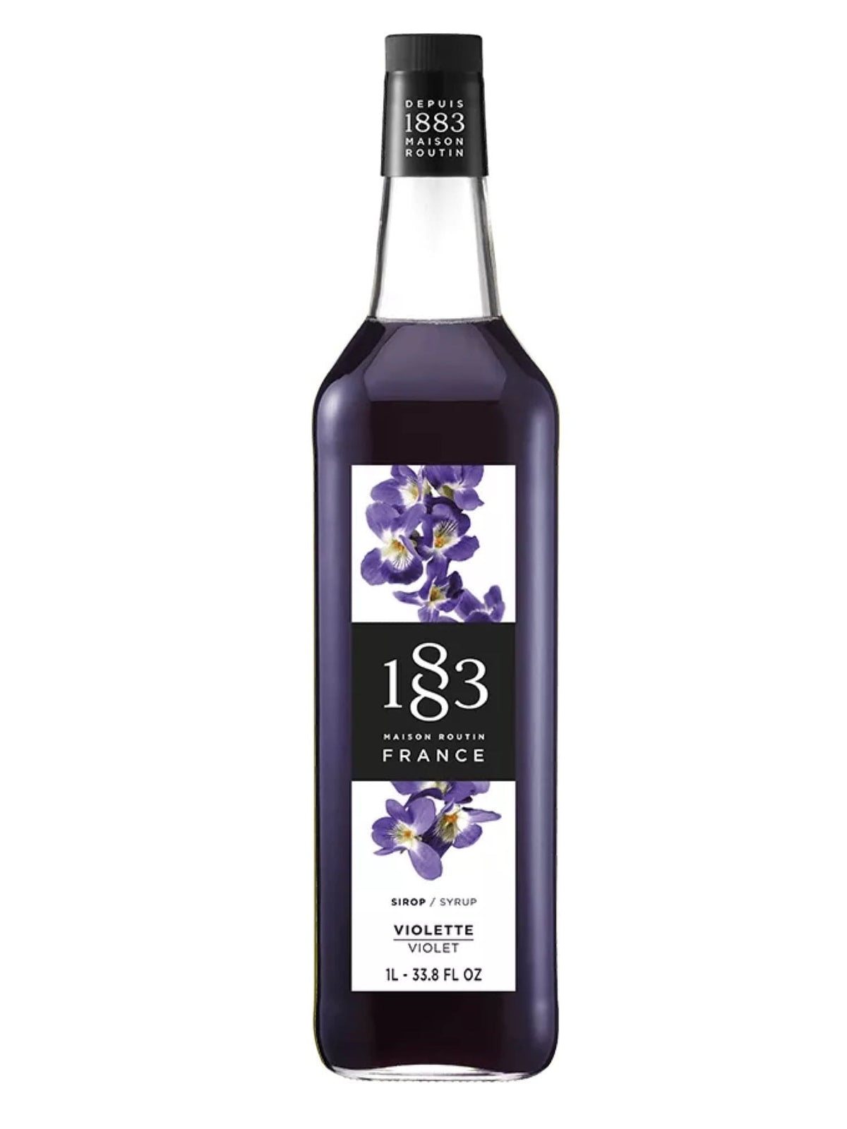 1883 violsirup i en flaske, perfekt til at tilføje en blomsteragtig smag til dine drikke