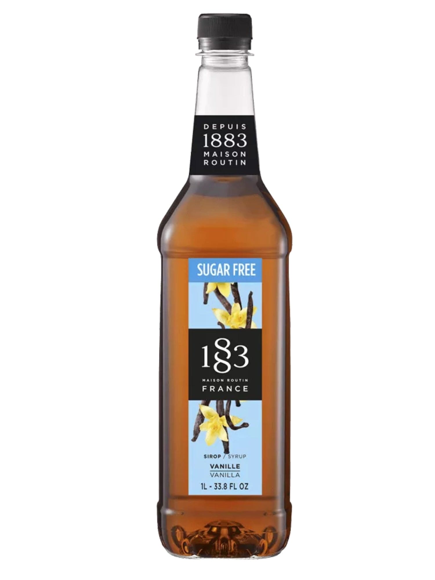 1883 Vaniljesukkerfri sirup – naturlig og sød vaniljesmag uden sukker, perfekt til at skabe velsmagende drinks og desserter med en mild vanilje aroma