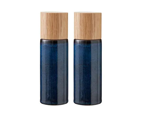 Salt- og peberkværn Sæt - 3.0 Stk. med blå glasdesign