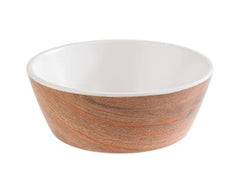 Skål med naturinspireret Crazy Wood-design – rund serveringsskål i melamin med autentisk trælook, perfekt til buffet, restaurant eller hjemmet.