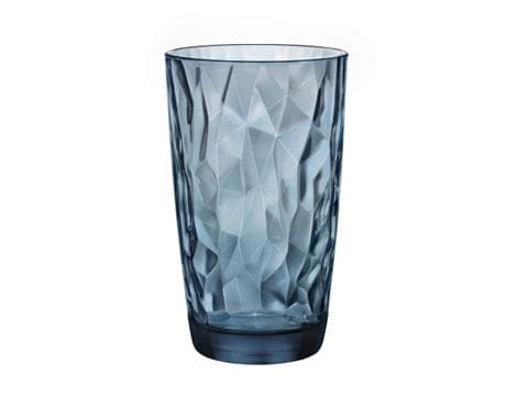 Drikkeglas Diamond - 6.0 Stk. i blå farve og facetteret design