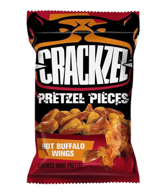 Crackzel Buffalo – sprød snack med intens smag af buffalo sauce, perfekt som spicy tilbehør til øl, drinks eller tapas.