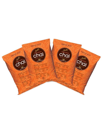 David Rio Tiger Spice Chai – luksuriøst chai latte pulver med en fyldig og krydret smag, perfekt til varme drikke.
