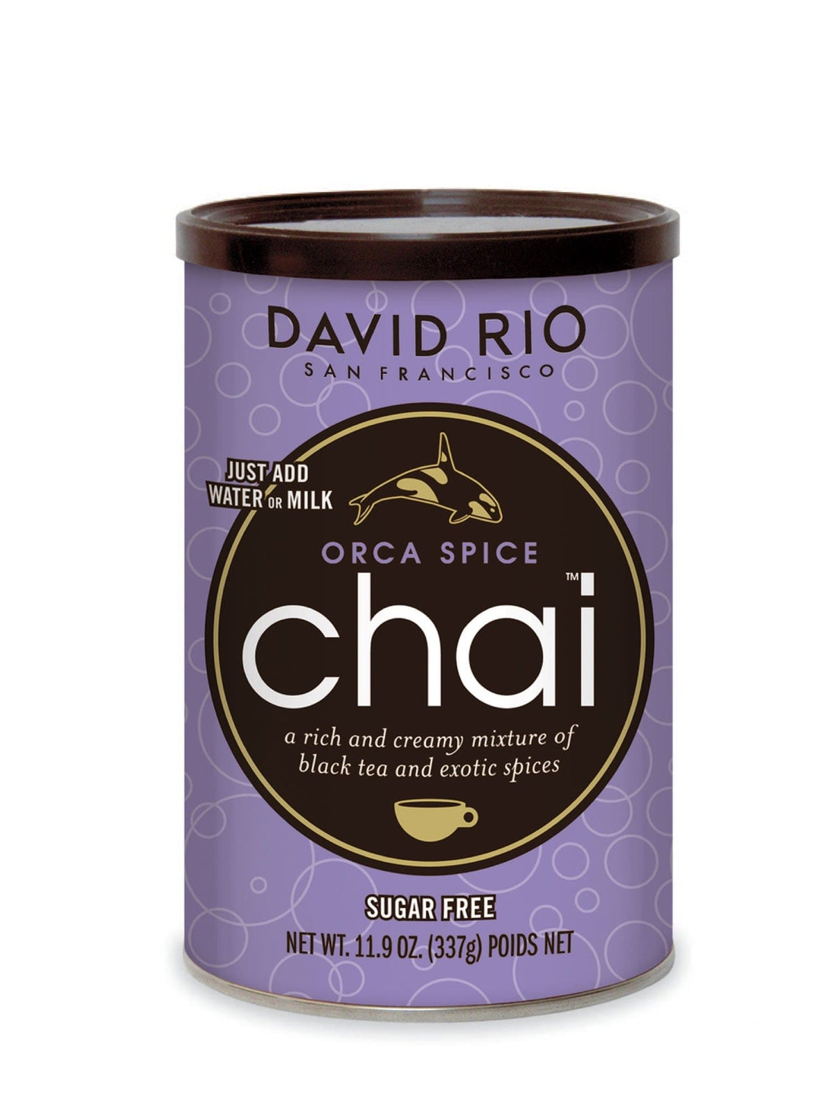 David Rio Orca Spice Chai, 337g, en sukkerfri chai-blanding med krydderier.