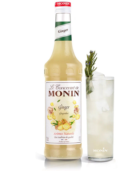 Oplev den intense smag af Monin Ginger Concentrate til dine kreative drikkeopskrifter.