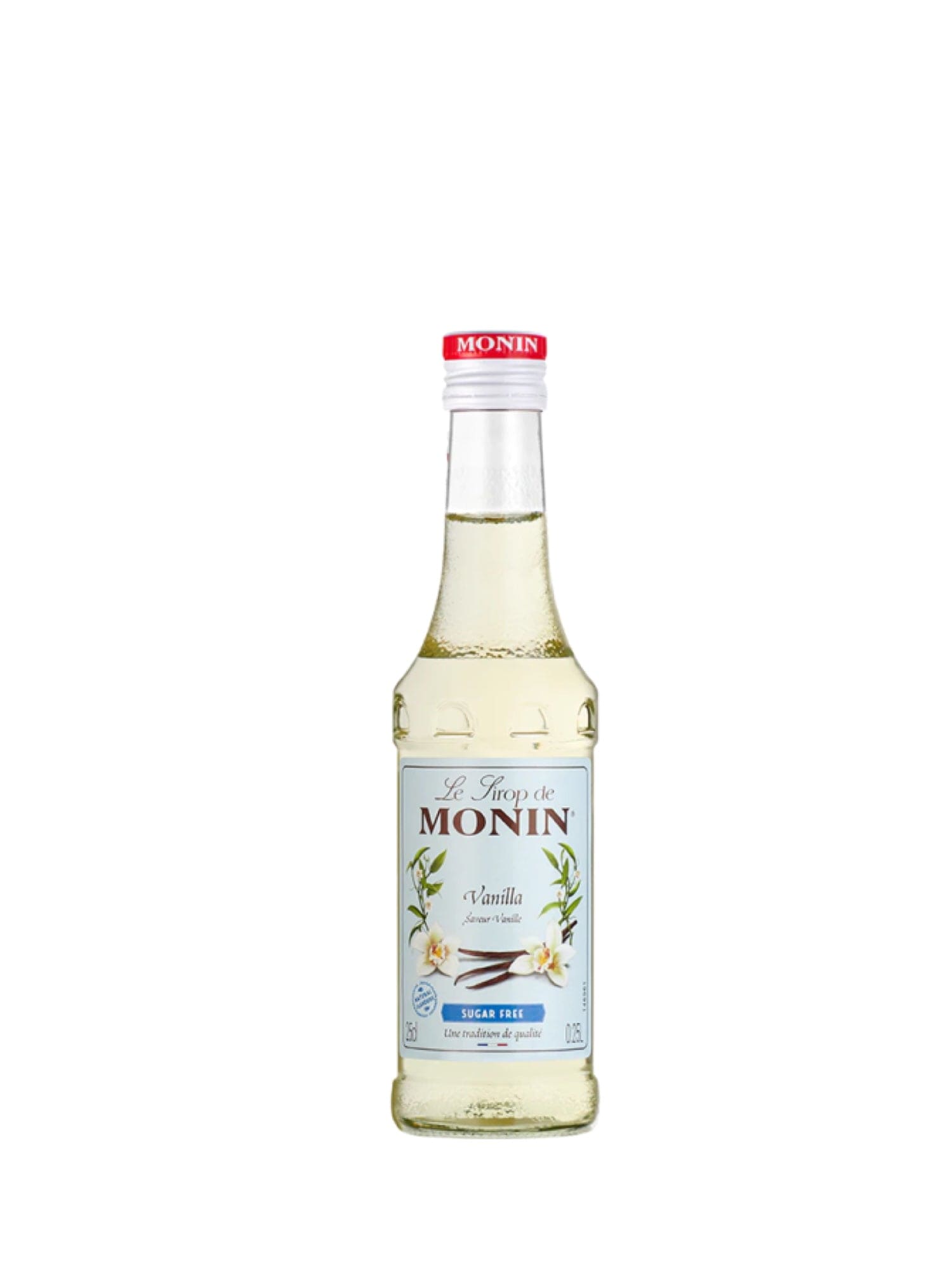 Monin Vanilj Sockerfri Sirap – klassisk vaniljsirap utan socker, idealisk för kaffe, drinkar och desserter