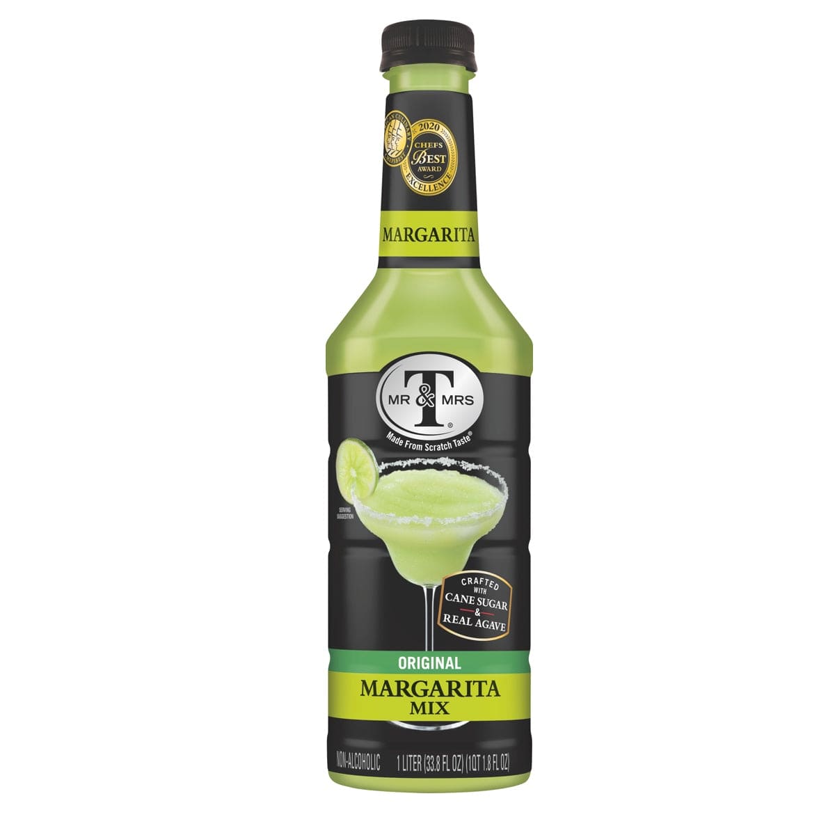 Mr & Mrs T Margarita Mix – forfriskende cocktailmixer med citrusnoter i klar flaske, ideel til klassiske margaritas med eller uden alkohol.