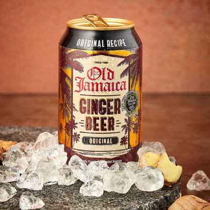 Old Jamaica Ginger Beer dåse, ingefærøl med krydret smag, perfekt til cocktails eller som forfriskning