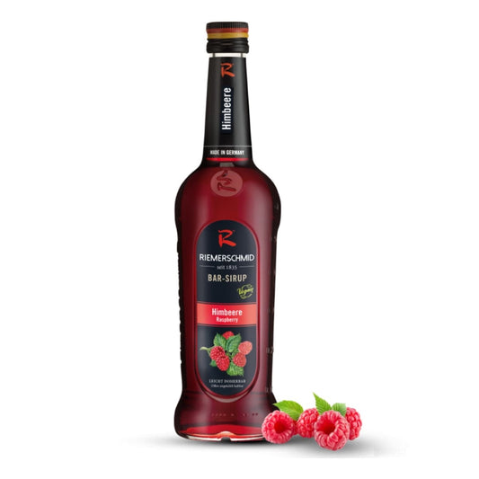 Riemerschmid Hindbær Sirup – intens og frisk sirup med smag af modne hindbær, perfekt til drinks, desserter og sodavand.
