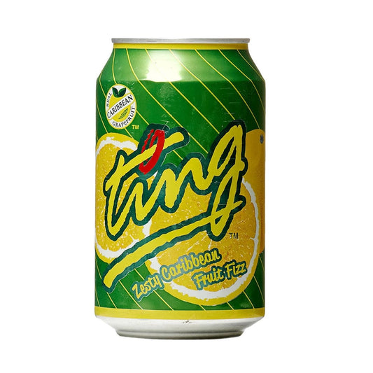 dåse Ting Grape Soda – forfriskende sodavand med intens druesmag og caribisk oprindelse.