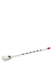 Make your cocktails an experience with this elegant bar spoon with red knob.