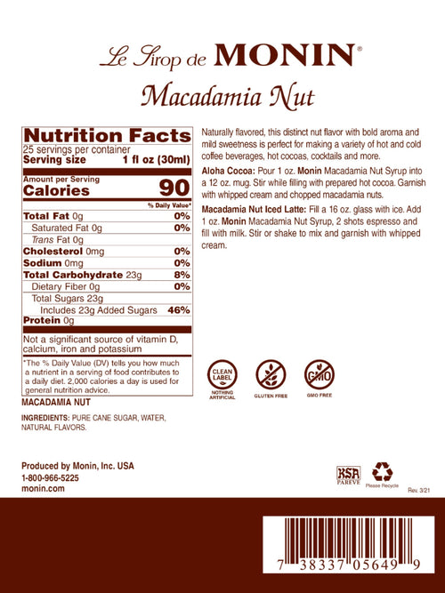 Monin sirup macadamia nød