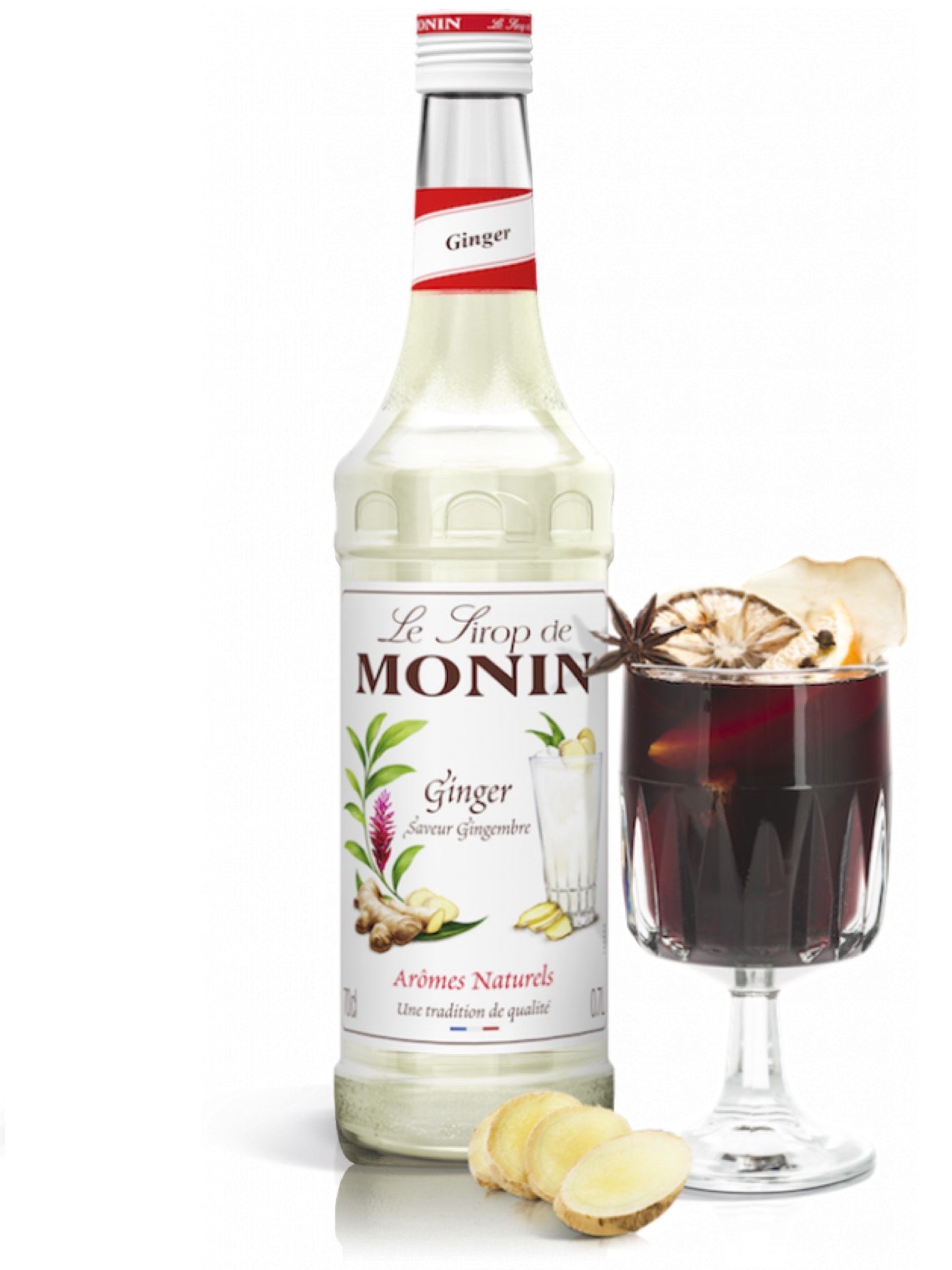 Gør hver sip til en krydret fornøjelse med den delikate smag af Monin Ingefær Siru