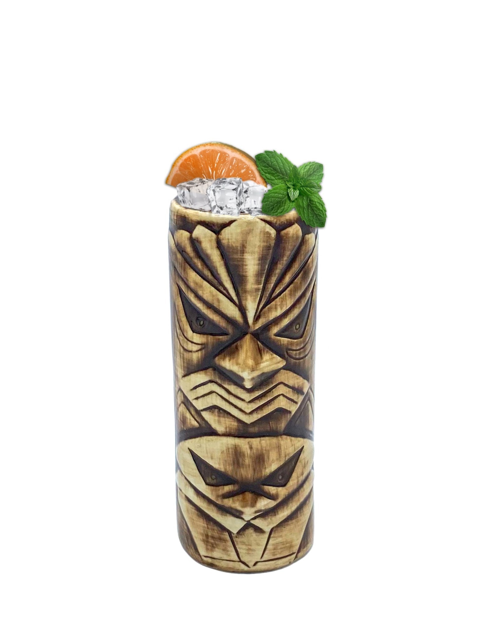 Sjov og farverig Tiki-mugge i form af en Marikoriko til at tilføje flair til dine cocktails.