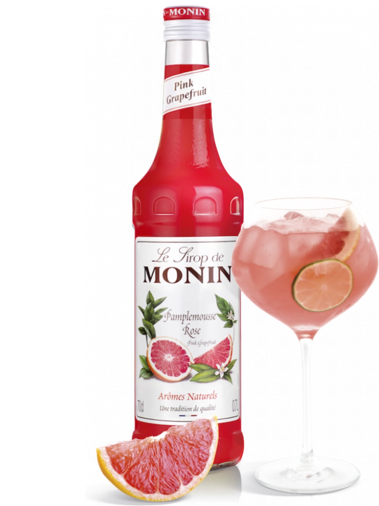 Erlebe den delikaten und süßen Geschmack von rosa Grapefruit in deinen Cocktails mit Monin Sirup