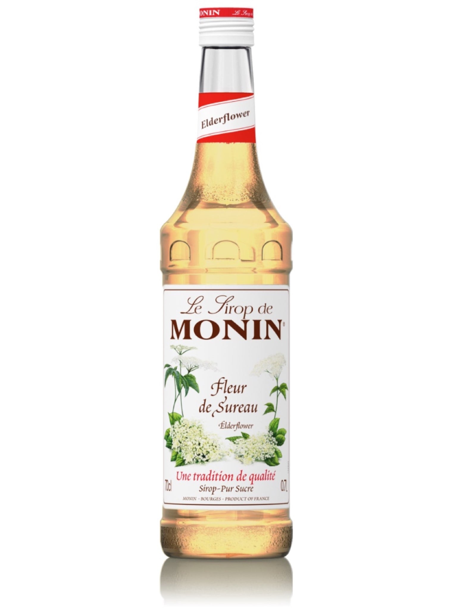 Tilføj en forfriskende og blomstrende smag til dine drinks med Monin Hyldeblomst Sirup
