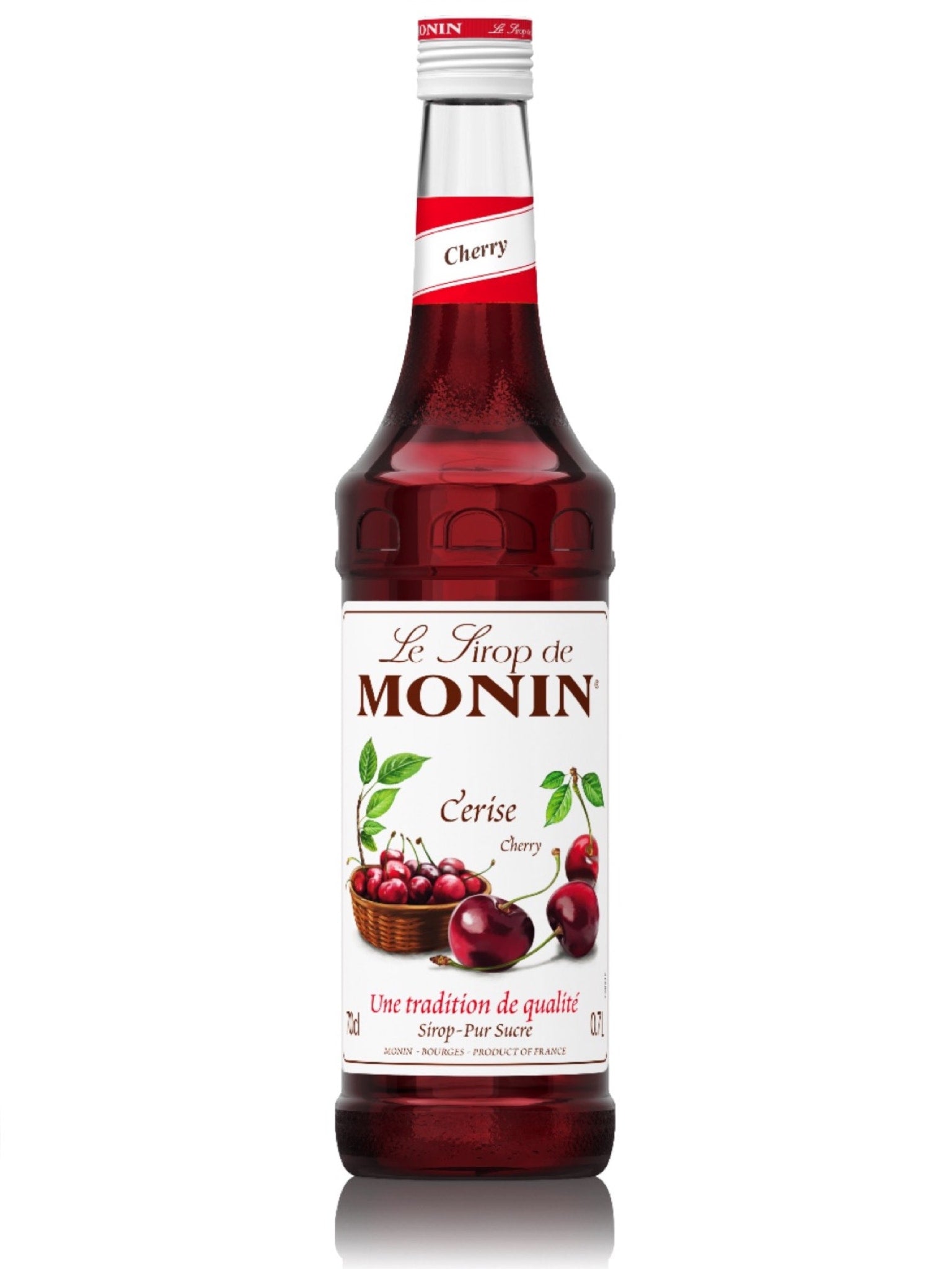 Tilføj en frisk og frugtagtig smag til dine drinks med Monin Kirsebær Sirup og nyd den fyldige aroma